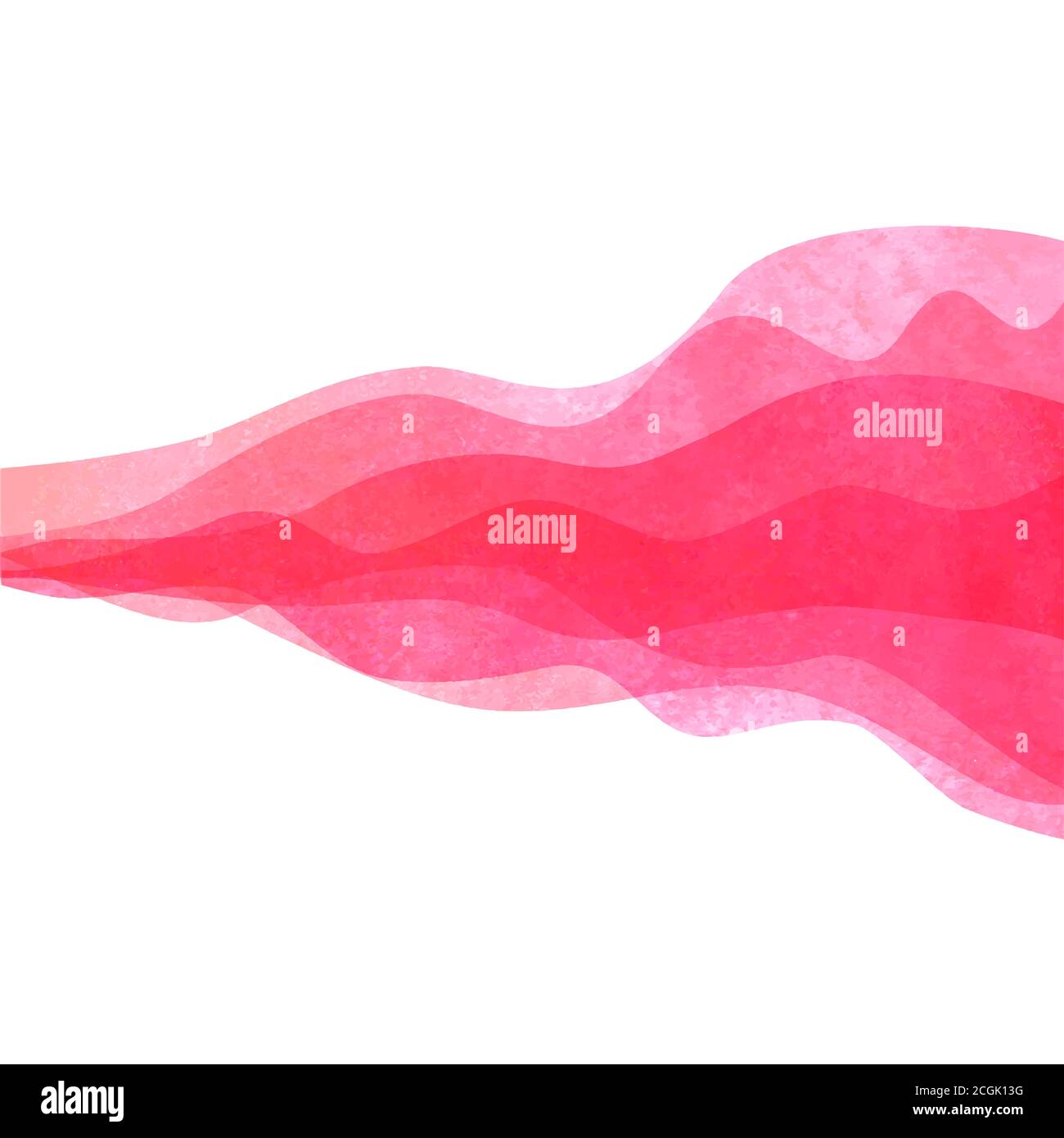 Aquarelle onde transparente rose rouge arrière-plan. Illustration des vagues peintes à la main aquarelle. Toile de fond de cadre de bannière isolée sur blanc. Grunge Illustration de Vecteur