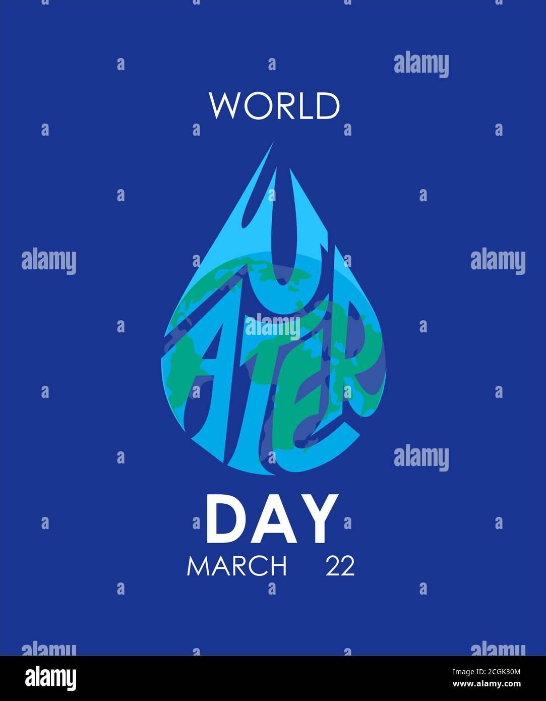 La typographie de la Journée mondiale de l'eau design fond bleu avec globe Illustration de Vecteur