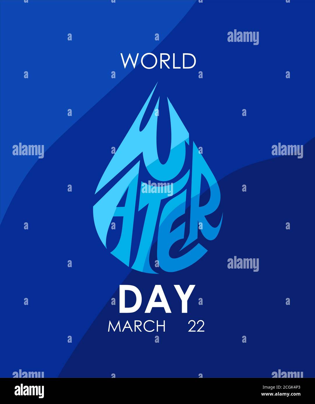 Typographie de la Journée mondiale de l'eau design fond bleu Illustration de Vecteur