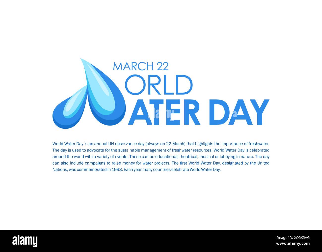Journée mondiale de l'eau avec typographie et texte de gouttes d'eau Illustration de Vecteur