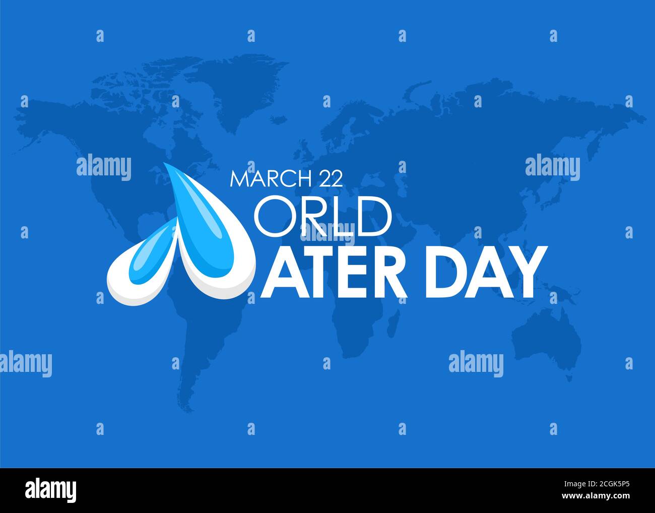 Journée mondiale de l'eau avec typographie des gouttes d'eau et carte du monde Illustration de Vecteur
