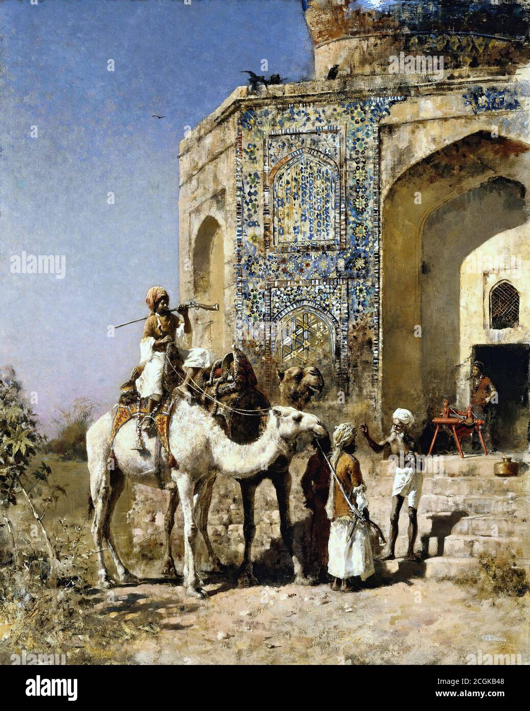 Weeks Edwin Lord - ancienne Mosquée bleue-carrelée à l'extérieur de Delhi Inde - British School - 19e siècle Banque D'Images