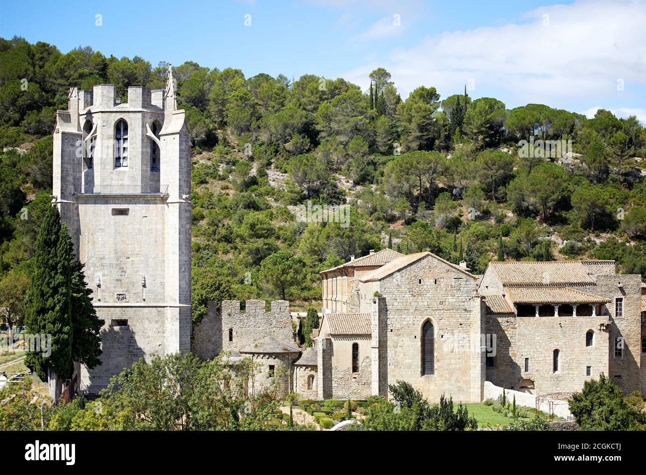 L'abbaye de Sainte-Marie de Lagrasse, Lagrasse, au sud de la France Banque D'Images