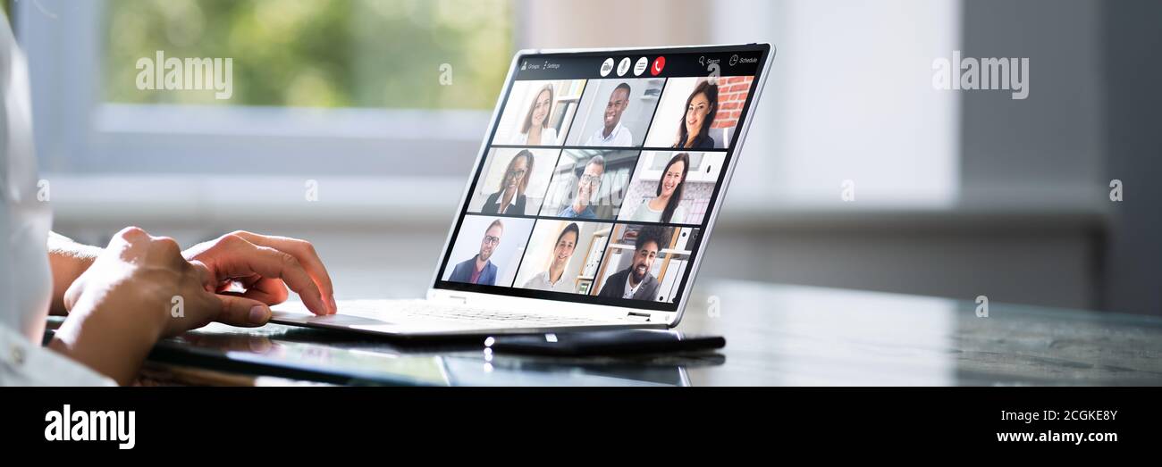 Webinaire de visioconférence. Réunion de travail en ligne Banque D'Images