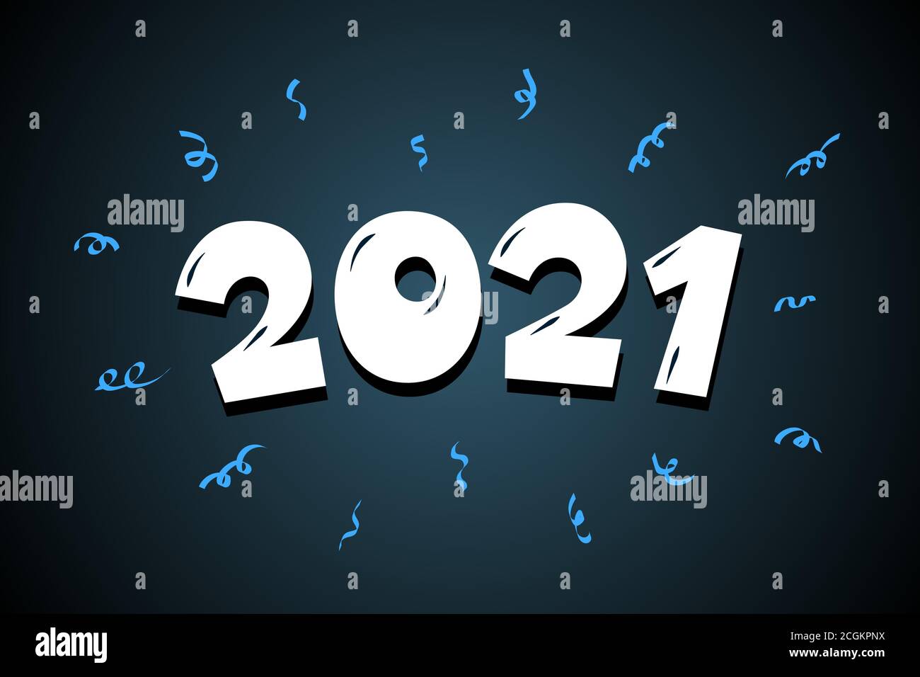 2021 dessin animé main texte bande dessinée nombre lettrage avec confetti. Carte de vœux de bonne année et de joyeux Noël. Illustration vectorielle de Noël colorée Illustration de Vecteur