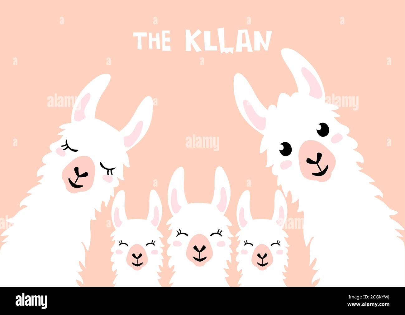Llama Alpaca. La carte klan. Illustration de famille, vecteur Illustration de Vecteur
