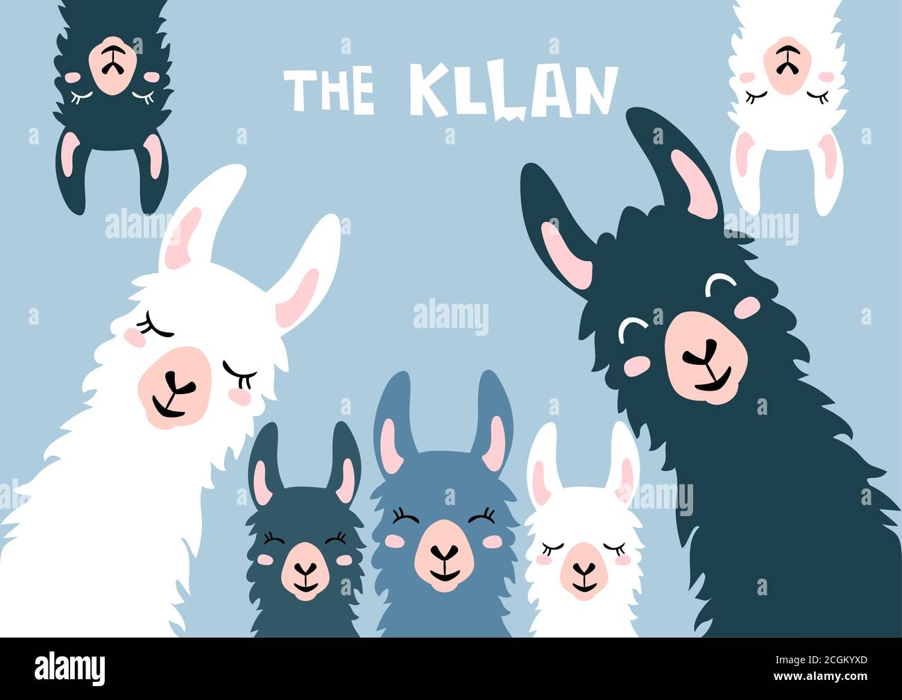 Llama Alpaca. La carte klan. Illustration de famille, vecteur Illustration de Vecteur