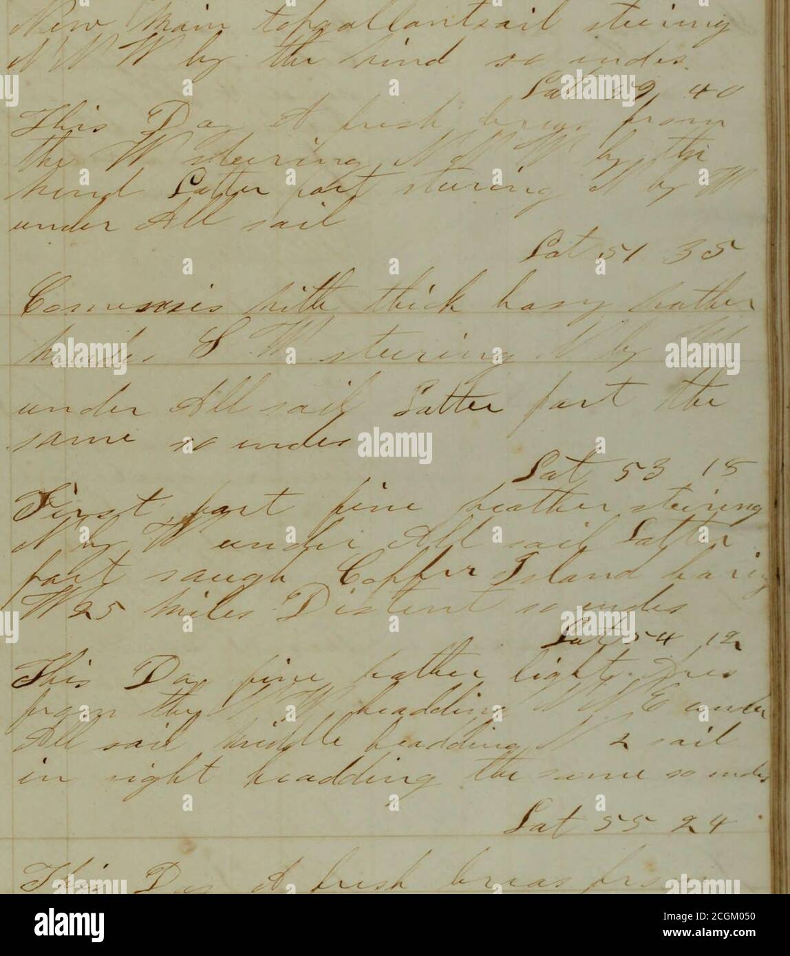 . [Journal du Milo (navire) de New Bedford, Massachusetts, maîtrisé par Jonathan Capen Hawes, en voyage du 26 novembre 1863-7 mai 1869] . J •. / - , ■ ■ V. Banque D'Images