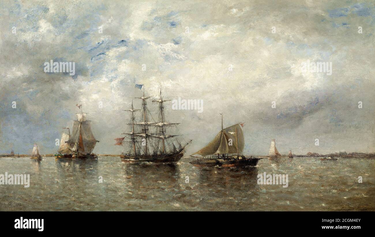 Musin François Etienne - scène maritime - Ecole belge - 19e siècle Banque D'Images