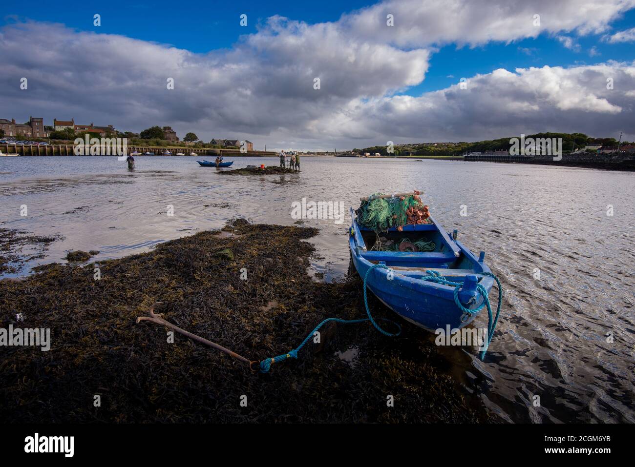 Gardo la dernière station traditionnelle de pêche au saumon sur la rivière Tweed. Banque D'Images