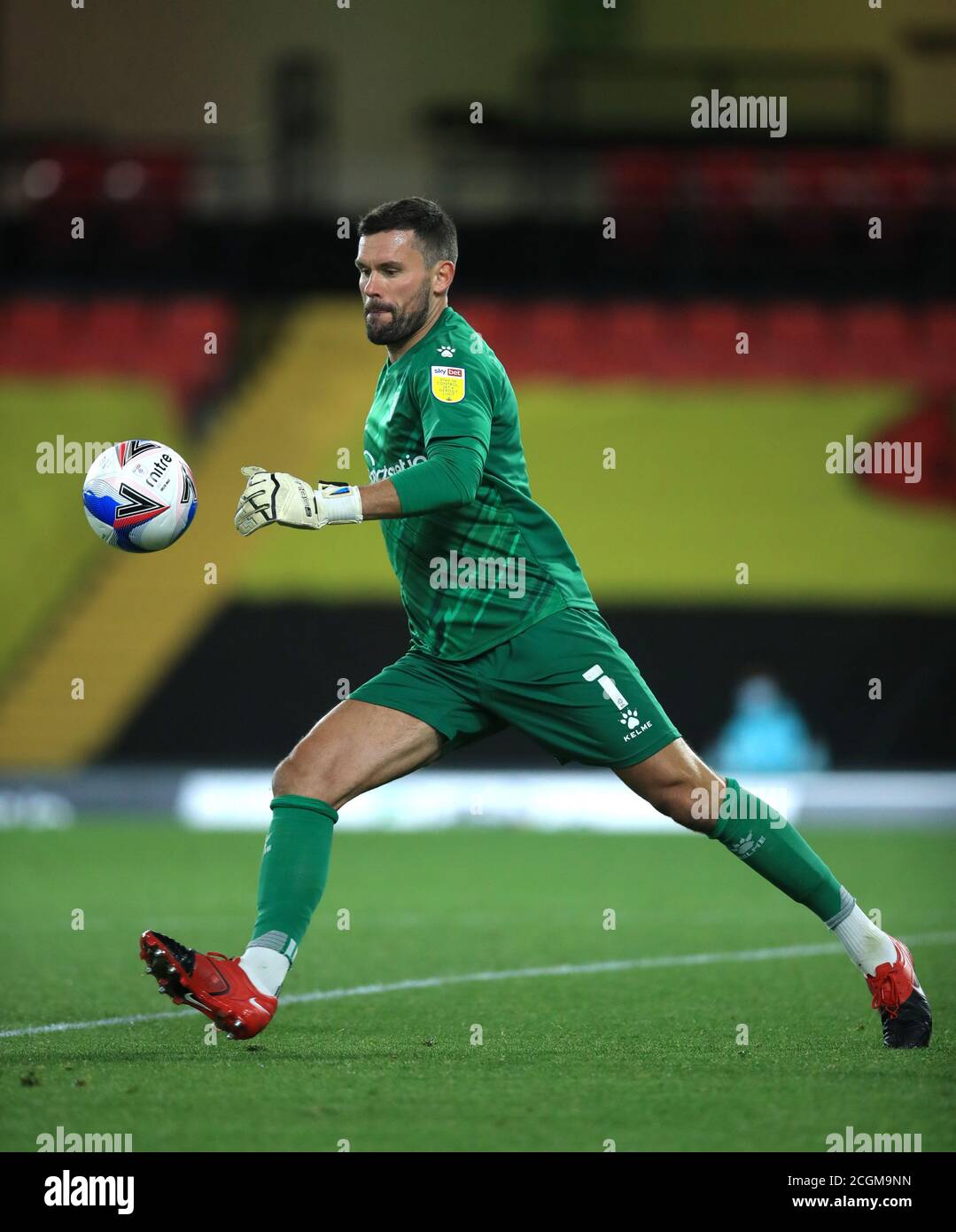 Ben Foster, gardien de but de Watford, lors du match du championnat Sky Bet à Vicarage Road, Watford. Banque D'Images