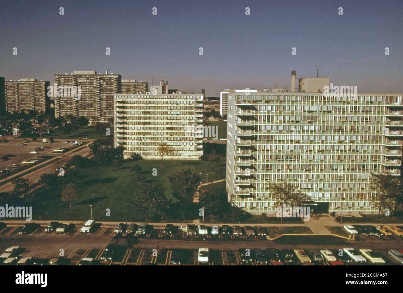 1974 - Lake Meadows complexe sur le côté sud de Chicago où vivent 70  % de Noirs, 03/1974 Banque D'Images