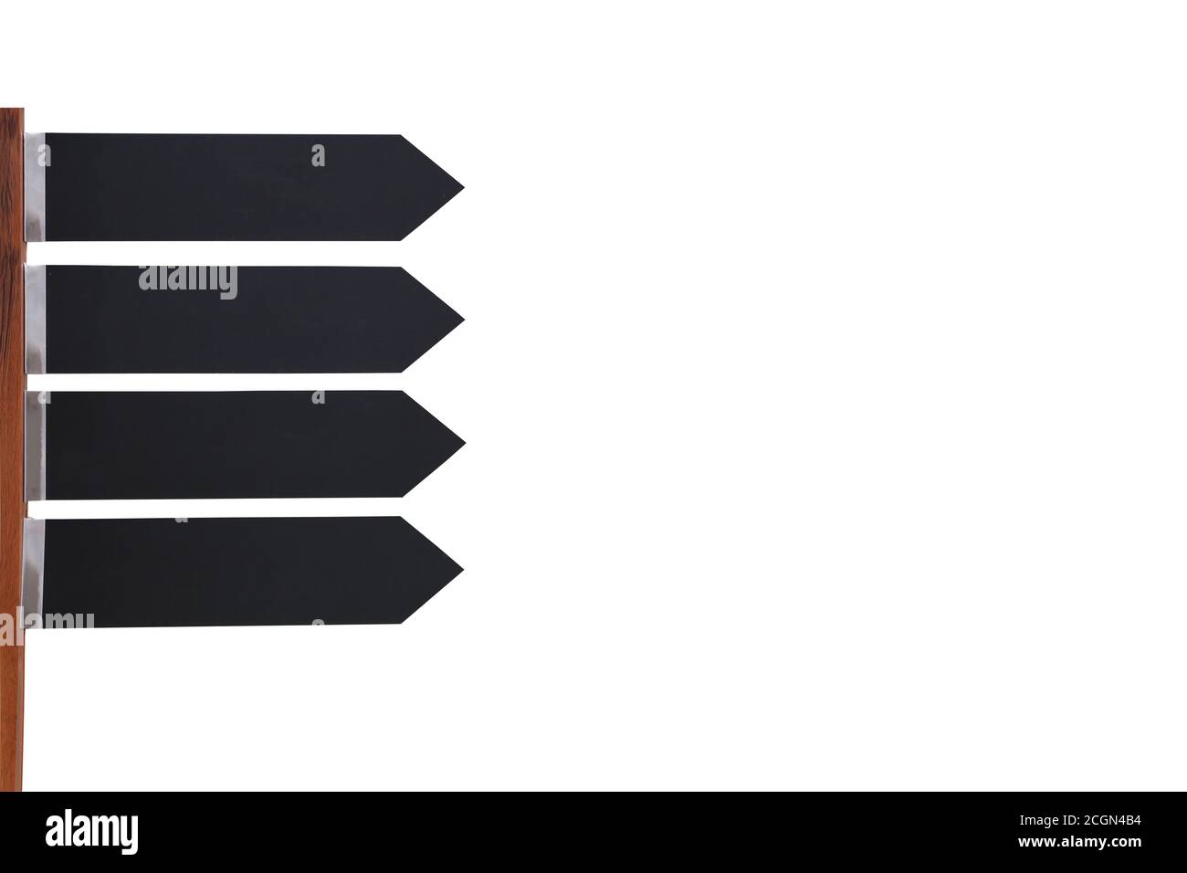 Un guide-tige ou un panneau de signalisation vierge est isolé sur fond blanc et possède des chemins de coupure. Banque D'Images