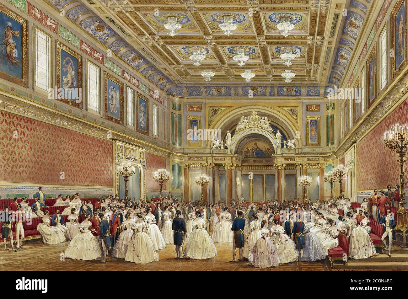 Haghe Louis - la salle de bal Buckingham Palace 17 juin 1856 - École belge - 19e siècle Banque D'Images