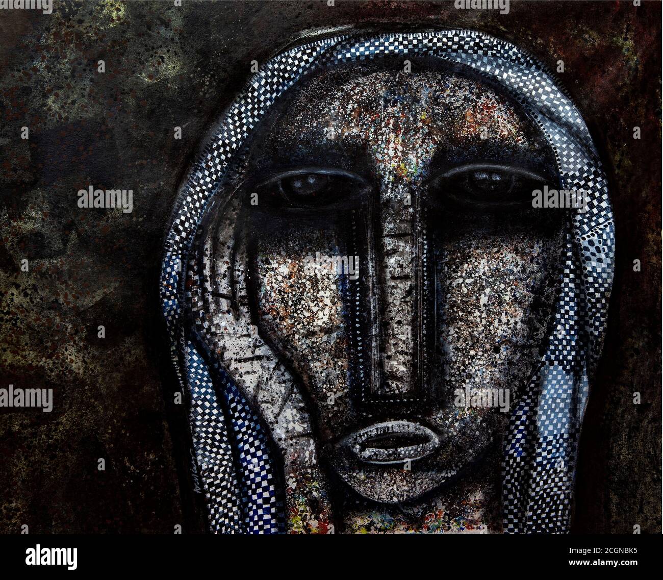 15 septembre 2020 peinture à la main du visage en noir Points d'encre et couleur acrylique à Mumbai Maharashtra Inde Banque D'Images 15 septembre 2020 peinture à la main du visage en noir Points d'encre et couleur acrylique à Mumbai Maharashtra Inde Banque D'Images