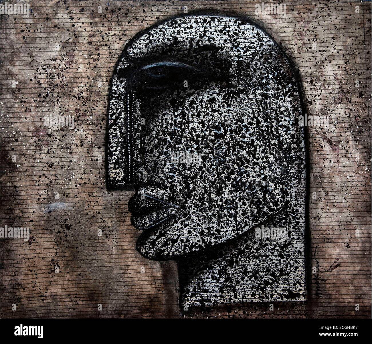 15 septembre 2020 peinture à la main du visage en noir Points d'encre et couleur acrylique à Mumbai Maharashtra Inde Banque D'Images 15 septembre 2020 peinture à la main du visage en noir Points d'encre et couleur acrylique à Mumbai Maharashtra Inde Banque D'Images