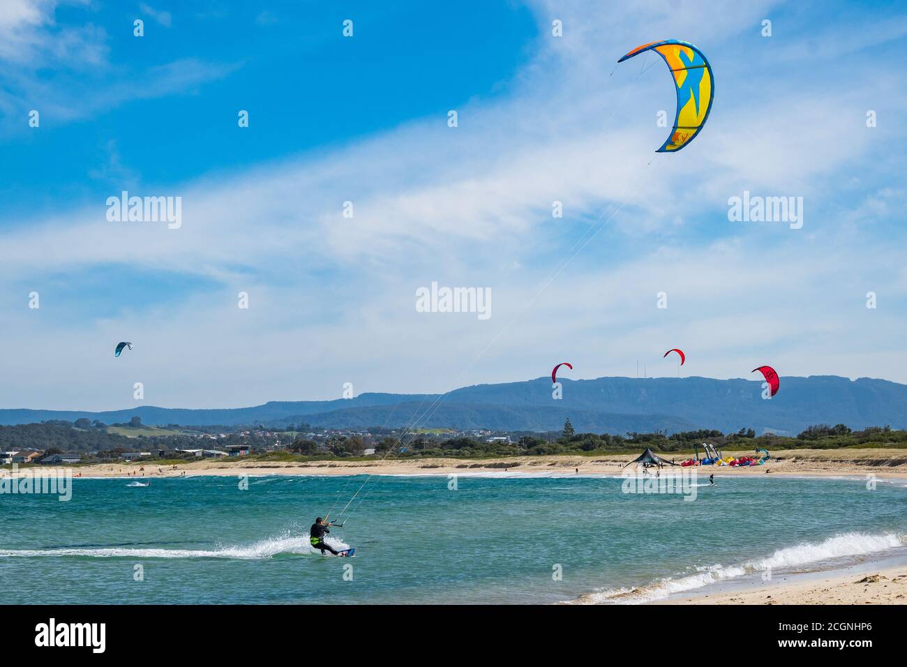 Kite surf de l'île de Windang Banque D'Images