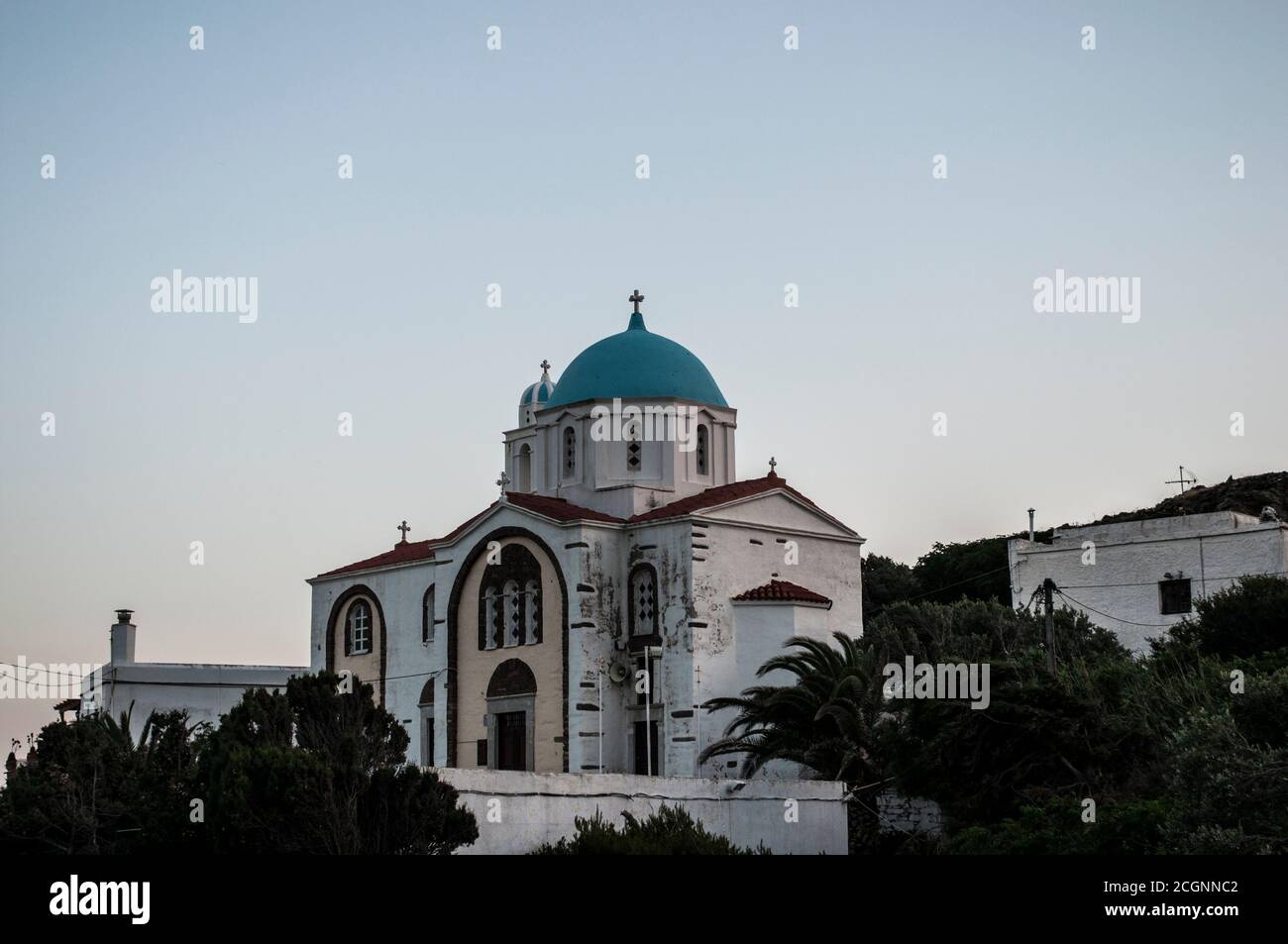 Photos prises de l'île grecque Tinos dans le sud de la mer Égée près de l'île de Mykonos. Ces photos se composent principalement de maisons, de fruits de mer, de navires et d'archéologie Banque D'Images