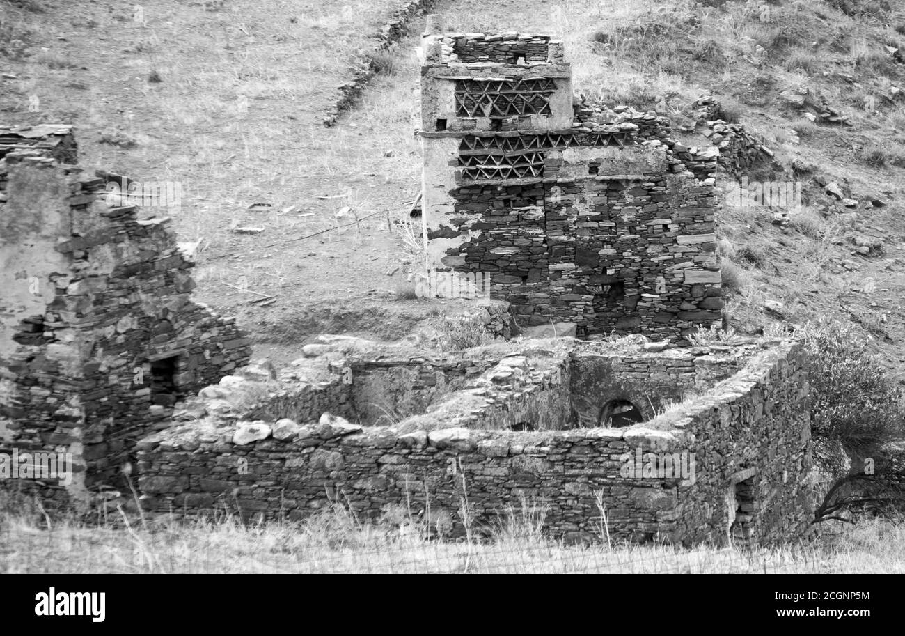 Photos prises de l'île grecque Tinos dans le sud de la mer Égée près de l'île de Mykonos. Ces photos se composent principalement de maisons, de fruits de mer, de navires et d'archéologie Banque D'Images