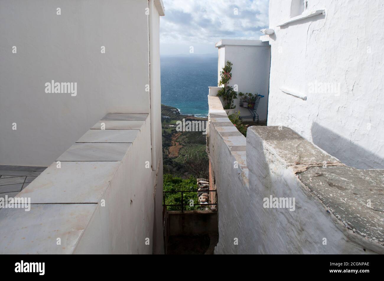 Photos prises de l'île grecque Tinos dans le sud de la mer Égée près de l'île de Mykonos. Ces photos se composent principalement de maisons, de fruits de mer, de navires et d'archéologie Banque D'Images