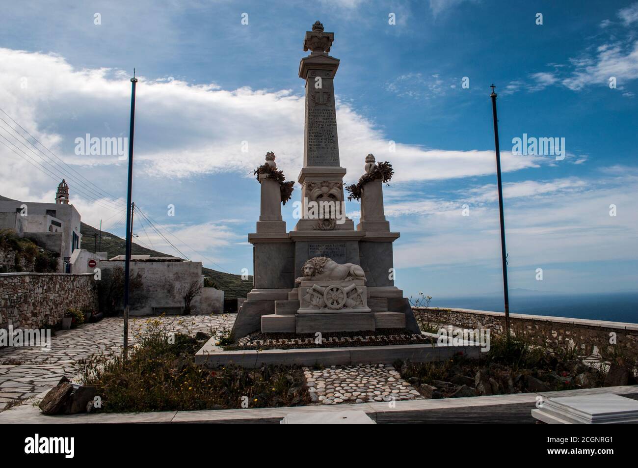 Photos prises de l'île grecque Tinos dans le sud de la mer Égée près de l'île de Mykonos. Ces photos se composent principalement de maisons, de fruits de mer, de navires et d'archéologie Banque D'Images