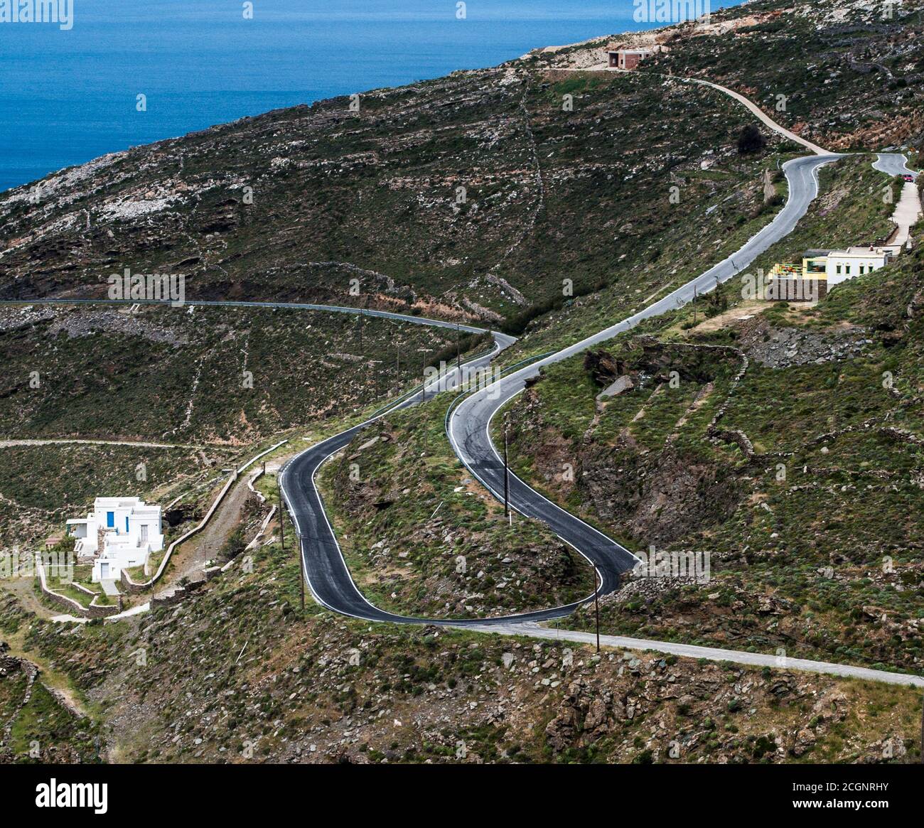 Photos prises de l'île grecque Tinos dans le sud de la mer Égée près de l'île de Mykonos. Ces photos se composent principalement de maisons, de fruits de mer, de navires et d'archéologie Banque D'Images