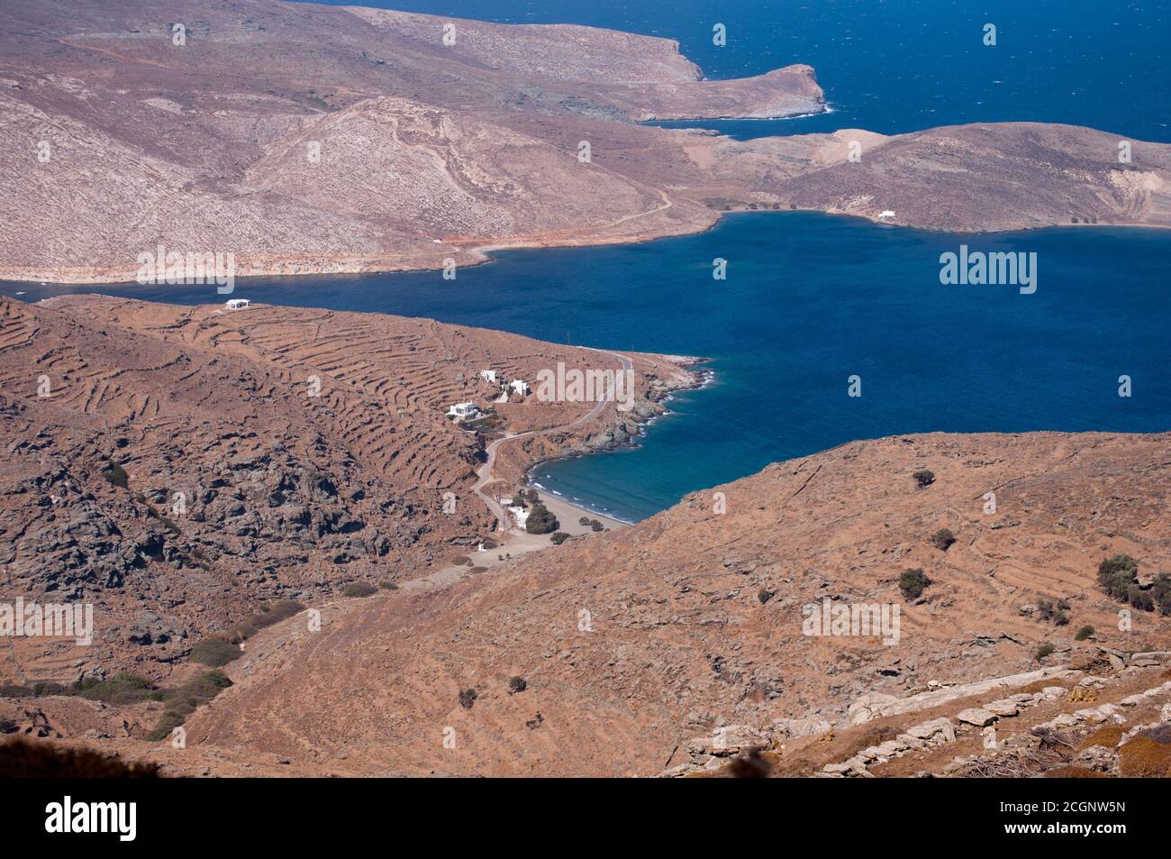 Photos prises de l'île grecque Tinos dans le sud de la mer Égée près de l'île de Mykonos. Ces photos se composent principalement de maisons, de fruits de mer, de navires et d'archéologie Banque D'Images