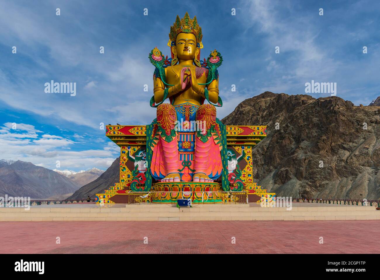 Statue de Maitreya, monastère de Diskit Gompa, Hunder, vallée de Nubra, Ladakh, Jammu-et-Cachemire, Himalaya indien, Inde du Nord, Inde Banque D'Images