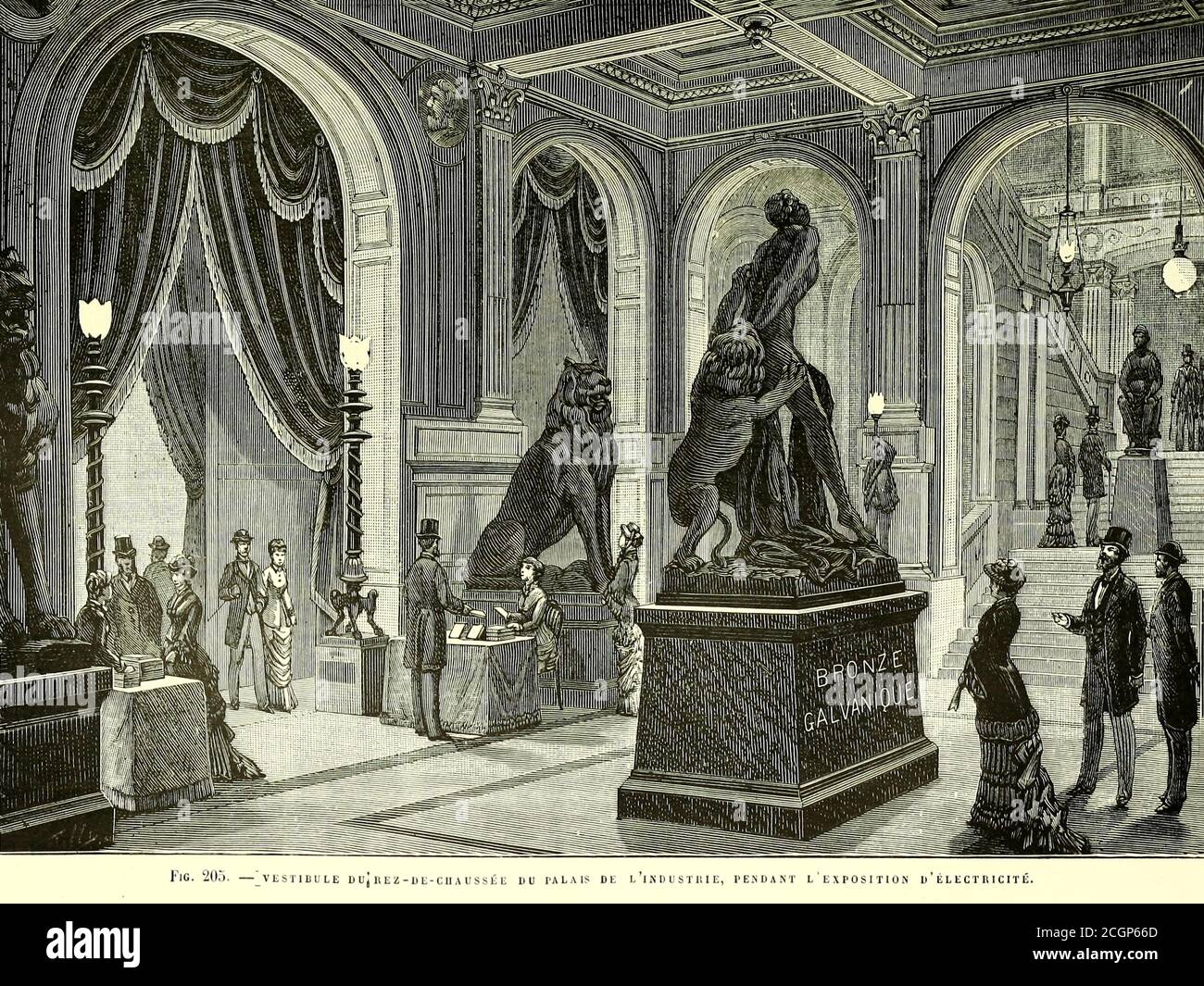 Palais de l'Industrie intérieur de la salle de l'Industrie du Livre les merveilles de la science, ou Description populaire des inventions modernes [les merveilles de la science, ou Description populaire des inventions modernes] par Figuerer, Louis, 1819-1894 publié à Paris 1867 Banque D'Images