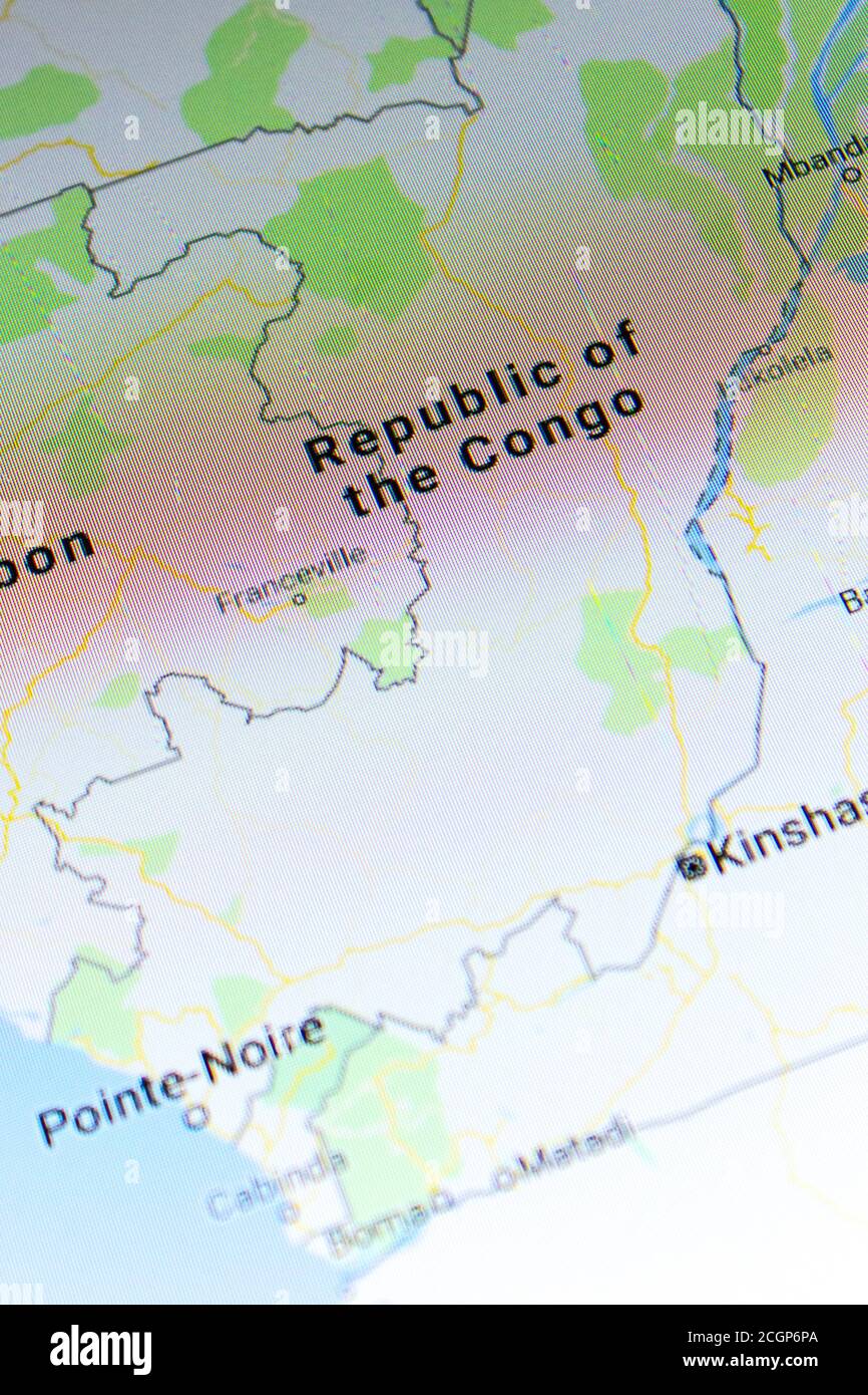 Ryazan, Russie - 08 juillet 2018 : pays de la République du Congo sur le service google Maps Banque D'Images