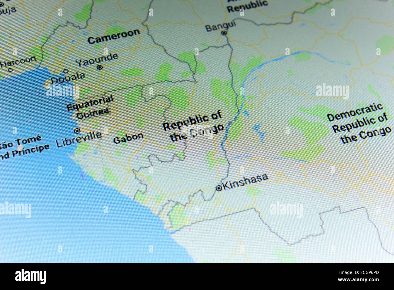 Ryazan, Russie - 08 juillet 2018 : pays de la République du Congo sur le service google Maps Banque D'Images