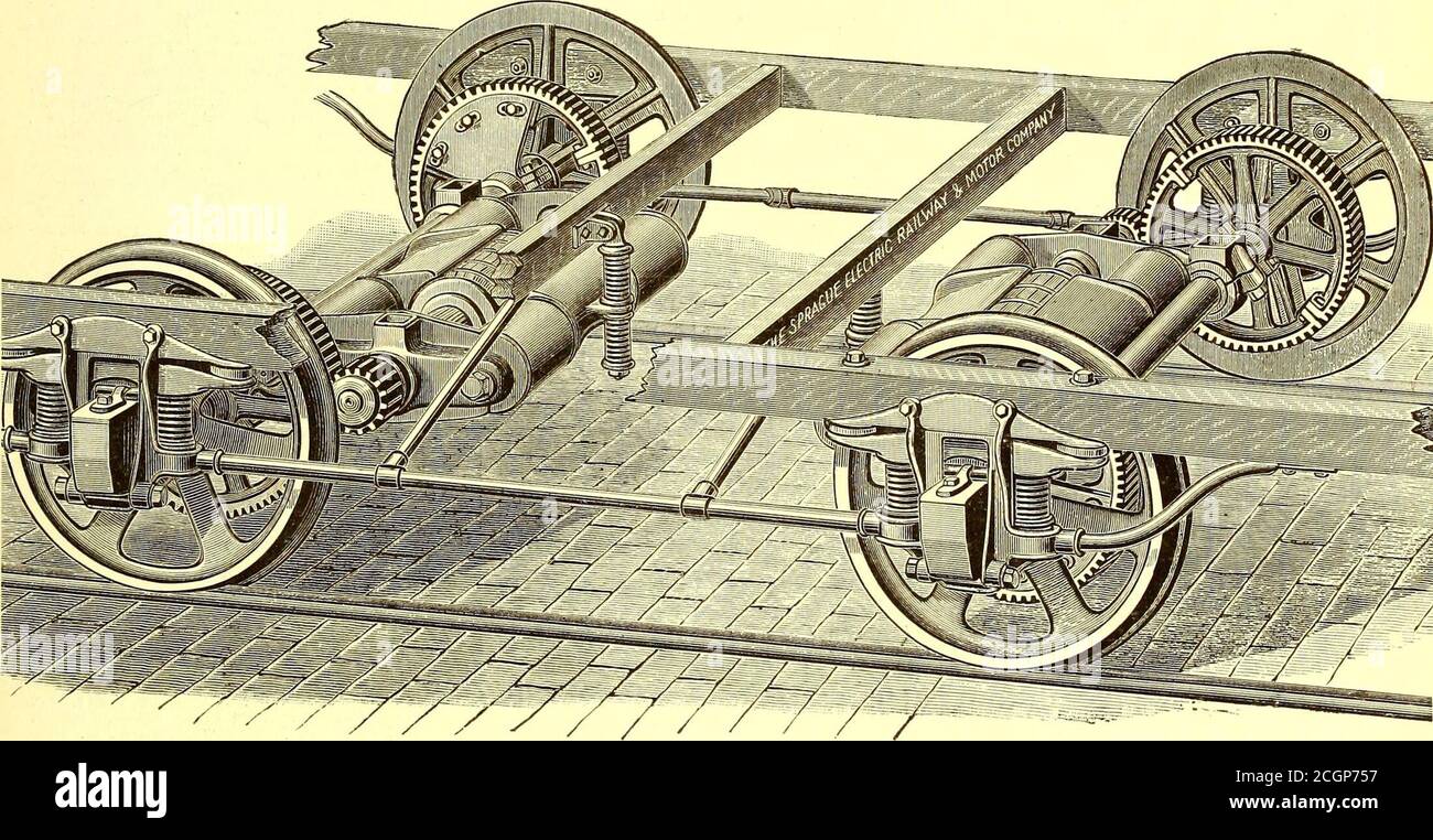 . Journal de chemin de fer de la rue . BUREAUX: CHICAGO: 185 Dearborn St.ST. LOUIS: 304 Locust St.PHILADELPHIA: 119 So. Quatrième St.CLEVELAND, 0.: 117 public Square.TOPEKA: 700 Kansas Avenue. Way System dans tous ses détails, est préparé sous des garanties suitablede succès, de prendre des contracturespour équiper de nouvelles roadesavec tous les appareils)électriques et me-chanical, pour l'exploitation des rues d'équipement de chemins de fer, et alsofor les routes maintenant en opération. Moteur automatique Sprague.—PUISSANCE de cheval. 220 volts. Efficacité, 91 pour cent.. Voiture de rue montrant les moteurs. CARACTÉRISTIQUES DES MOTEURS DE CHEMIN DE FER. Le plus léger Banque D'Images