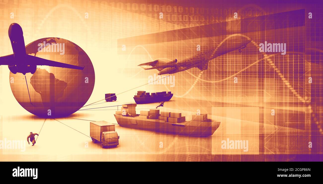 Système de livraison de colis concept commercial logistique mondial Banque D'Images