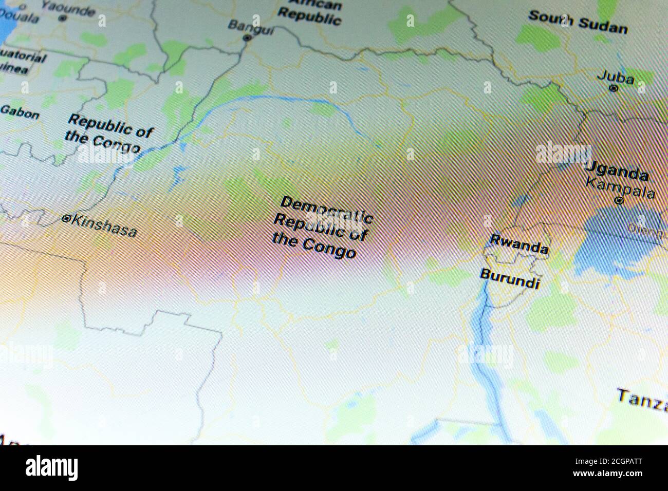 Ryazan, Russie - 08 juillet 2018 : pays de la République démocratique du Congo sur le service google Maps Banque D'Images