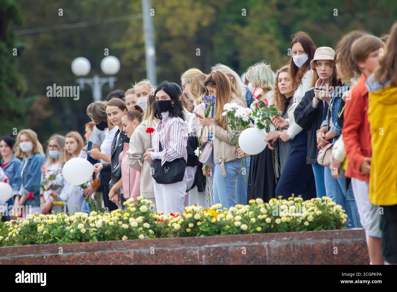 Un rassemblement pacifique en Biélorussie contre le dictateur. Femmes Banque D'Images