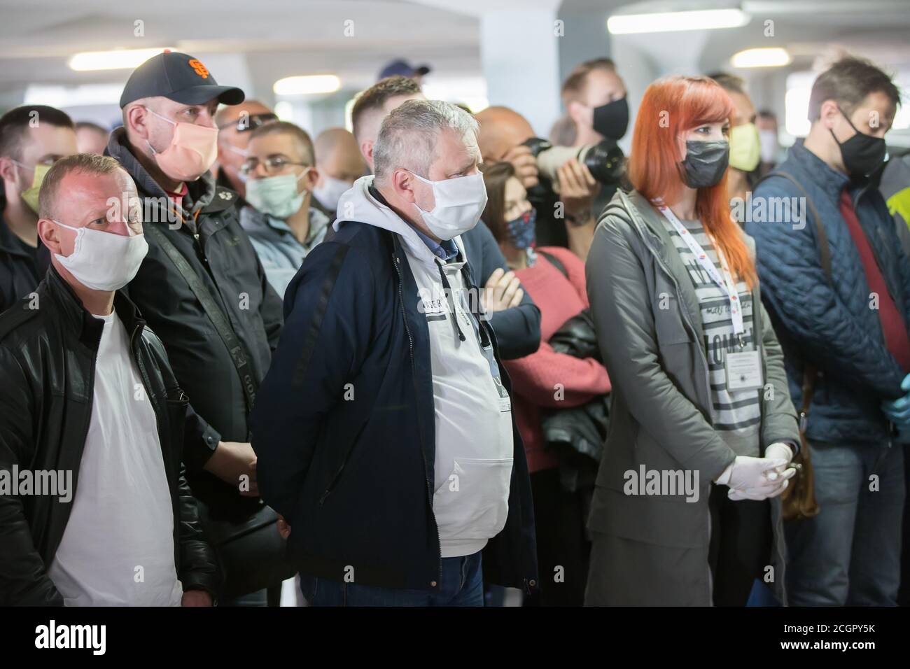 Rencontre avec le candidat à la présidence de la République du Bélarus, Viktor Babariko. Banque D'Images