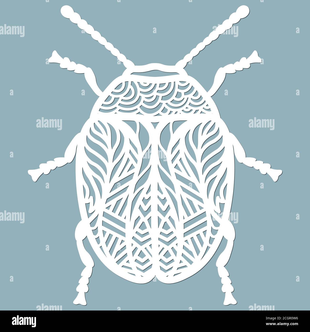 coléoptère papier de coléoptère de feuilles. Coupe au laser. Définir le modèle pour la découpe au laser et le traceur. Illustration vectorielle. Motif pour la coupe laser, le traceur et l'écran Illustration de Vecteur