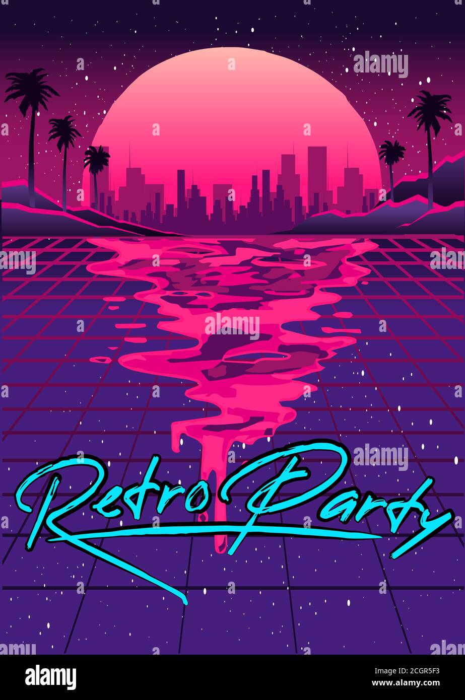 Espace De Vague Retro Des Annees 80 Affiche De Style Retro Pour Banniere De Fete Retro Invitation Prospectus Publicite Illustration Vectorielle De La Danse Et De La Discotheque Retro Image Vectorielle Stock