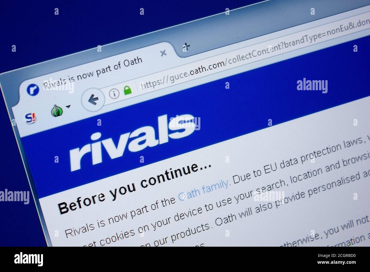 Ryazan, Russie - 09 septembre 2018: Page d'accueil du site de Rivals sur l'affichage de PC, url - Rivals. Banque D'Images