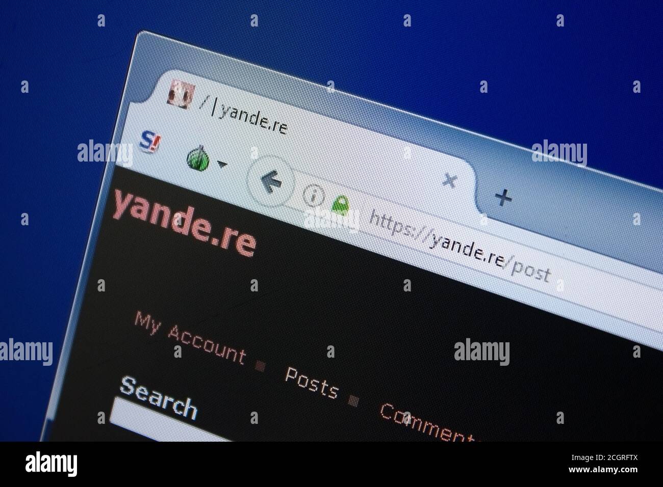Ryazan, Russie - 09 septembre 2018: Page d'accueil du site de Yande sur l'affichage de PC, url - Yande.re. Banque D'Images