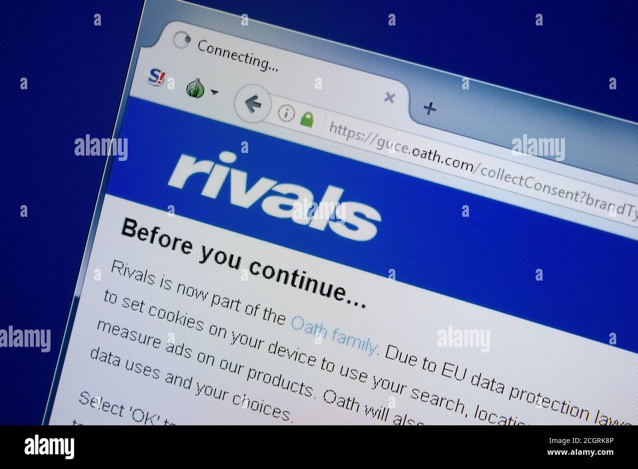 Ryazan, Russie - 09 septembre 2018: Page d'accueil du site de Rivals sur l'affichage de PC, url - Rivals. Banque D'Images