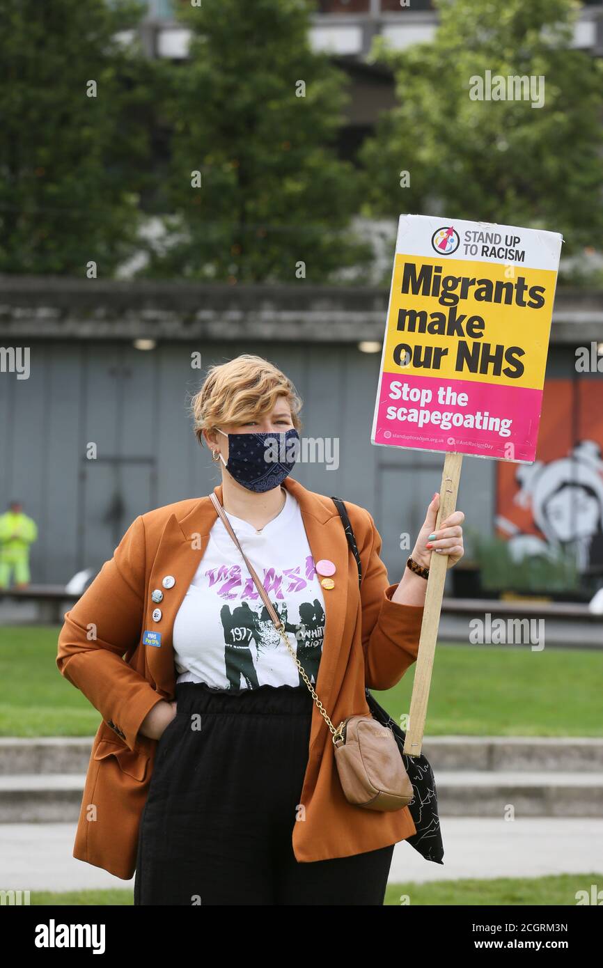 Manchester, Royaume-Uni. 12 septembre 2020. Un rassemblement de protestation socialement distancé du NHS « Pay Up Now » a lieu à Piccadilly Gardens, Manchester. Manchester, Royaume-Uni. Credit: Barbara Cook/Alay Live News Banque D'Images