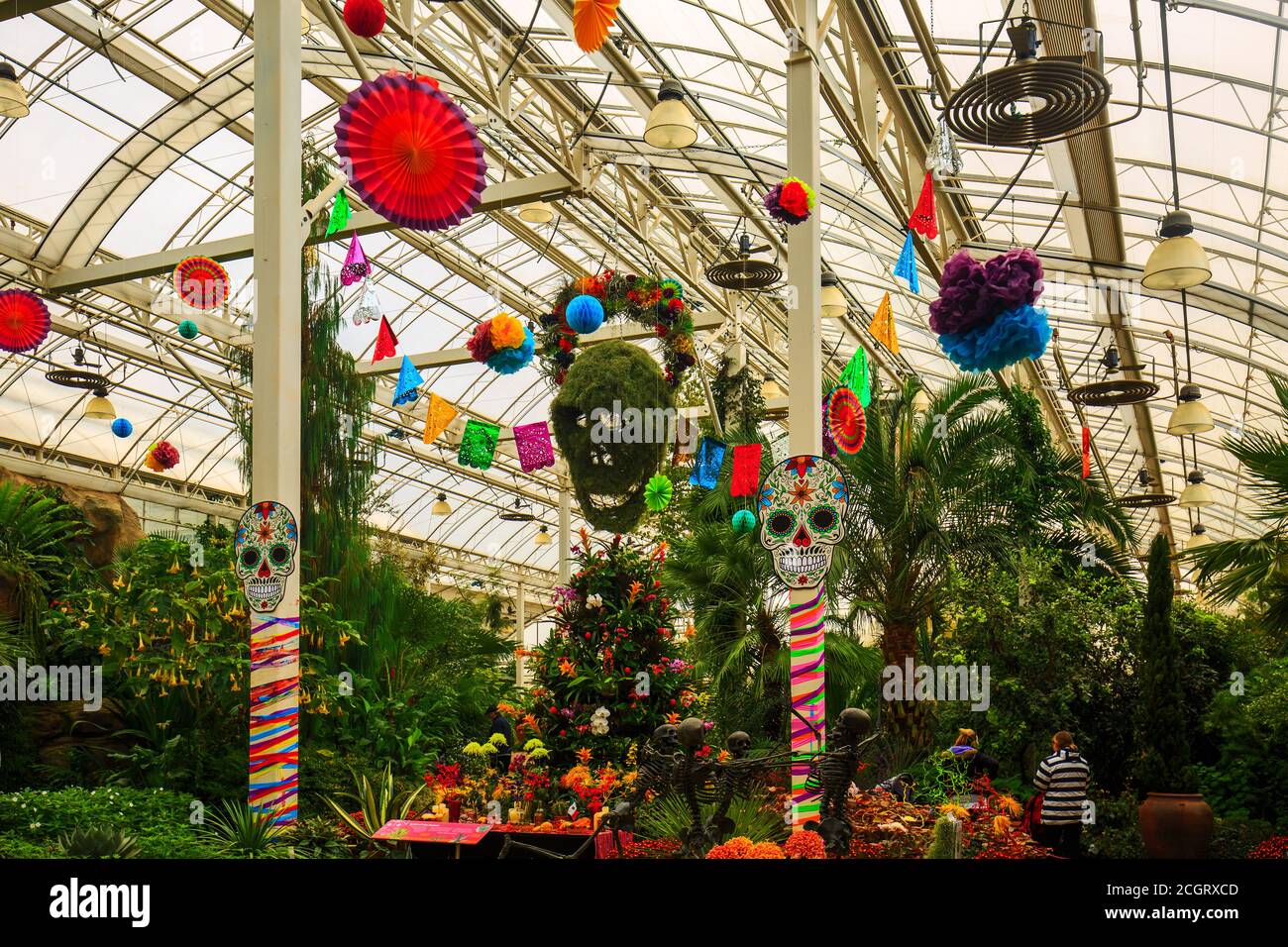 RHS Wisley Surrey, 2019. Exposition montrant le jour des morts qui est célébré par les Mexicains. Les vacances impliquent la famille et les amis se réunir. Banque D'Images
