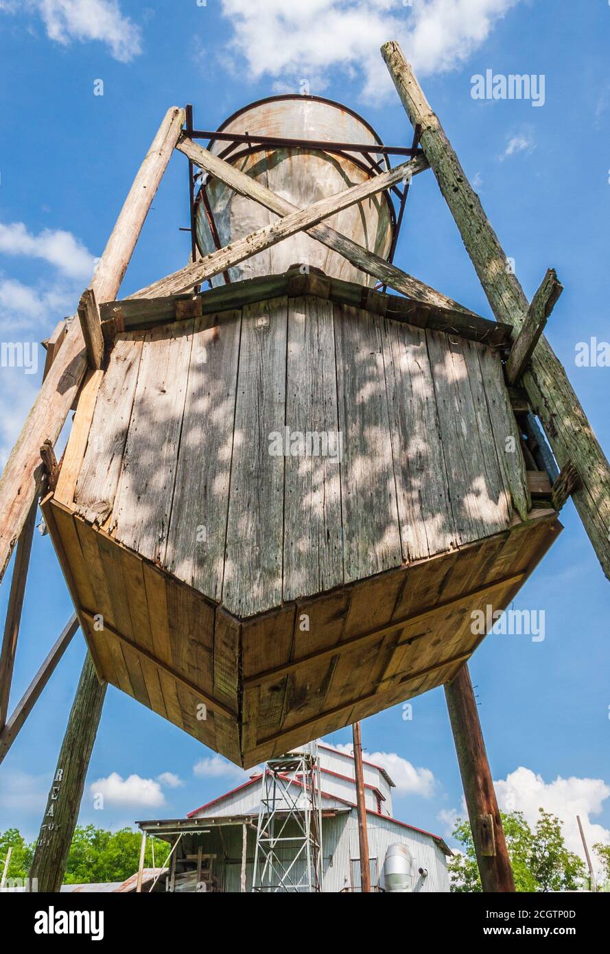 Texas Cotton Gin and Museum à Burton, Texas. Construit en 1914, le Burton Farmers Gin est un monument du roi Cotton, le seul de son genre. Banque D'Images