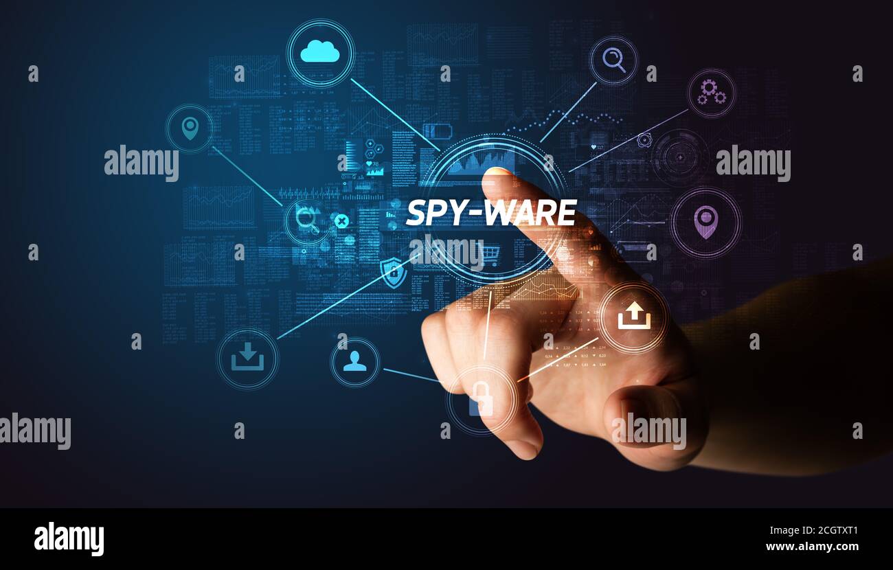 Inscription au SPY-WARE, concept Cybersecurity Banque D'Images