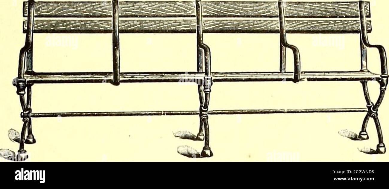 . Journal de chemin de fer de la rue . BALANÇOIRE DE PELOUSE EN ACIER PLIABLE ii mars 1905.] JOURNAL DE CHEMIN DE FER DE RUE. 487 utilisation intensive remarquablement bien. La longueur de ce banc est de 7 pi ; la hauteur du siège, 17^2 po ; la hauteur du dos, 32 po ; la largeur extrême,. Banque D'Images