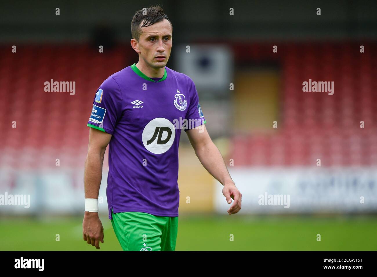 Cork, Irlande. 12 septembre 2020. Aaron McEneff de Shamrock pendant le match de première division de l'Airtricity SSE entre Cork City FC et Shamrock Rovers au Turner's Cross Stadium à Cork, Irlande, le 12 septembre 2020 (photo d'Andrew SURMA/SIPA USA) Credit: SIPA USA/Alay Live News Banque D'Images