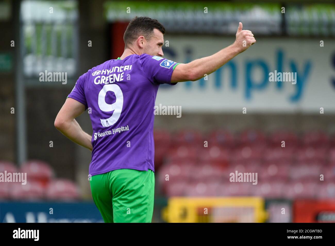 Cork, Irlande. 12 septembre 2020. Aaron Greene de Shamrock pendant le match de première division de SSE Airtricity entre Cork City FC et Shamrock Rovers au Turner's Cross Stadium à Cork, Irlande, le 12 septembre 2020 (photo d'Andrew SURMA/SIPA USA) Credit: SIPA USA/Alay Live News Banque D'Images