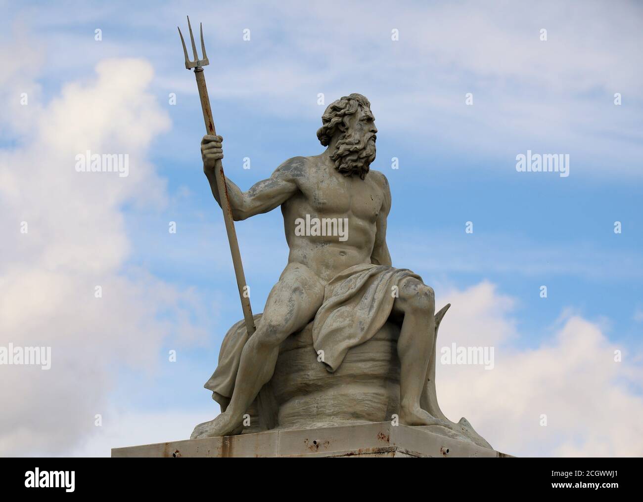 Statue de zinc de Neptune à Langelinie à Copenhague Banque D'Images