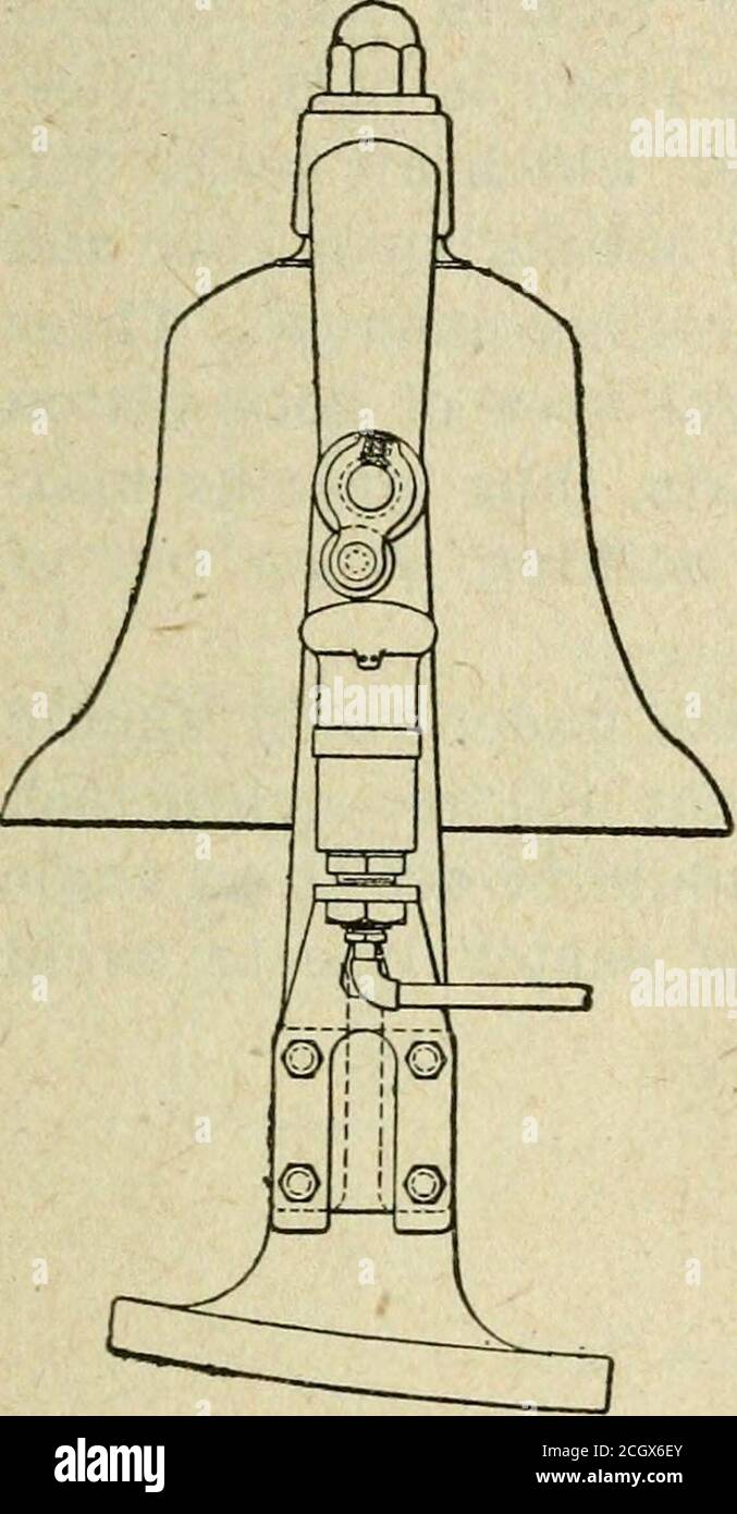 Science des chemins de fer . Figure 1. Chicago Locomotive Bell Ringer. La  gravure suffit pour une explication après que les prin-eiples des  dispositifs précités ont été décrits. APPAREILS DE LOCOMOTIVE.